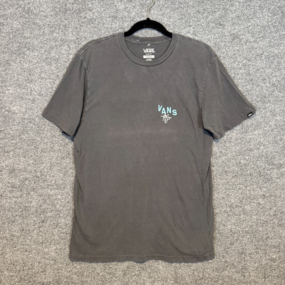 Vans Shirt Mens Medium‎ Gray Slim Fit Tshirt Embroidered Logo No Pest Skateboard